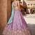 Women's Lavender Embroidered Georgette Lehenga Choli with Aqua Blue Dupatta