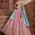 Women's Dusty Pink Embroidered Georgette Lehenga Choli with Aqua Blue Dupatta