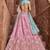 Women's Dusty Pink Embroidered Georgette Lehenga Choli with Aqua Blue Dupatta