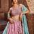 Women's Dusty Pink Embroidered Georgette Lehenga Choli with Aqua Blue Dupatta