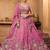Women's Magenta Pink Embroidered Georgette Lehenga Choli with Matching Dupatta