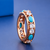 Luxury Sterling Silver& Rose Gold Platted Turquoise & Diamond Band Ring