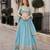 Sky-Blue Silk Semi Stitched Lehenga Choli with Multi Thread Embroidery Work