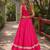 Red Cotton Free Size Stitched Navratri Lehenga Choli with Gota Patti & Mirro Work