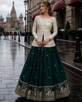 Maroon Silk Free Size Stitched Lehenga Choli with Embroidery & Zari Work 1