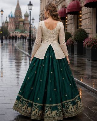 Maroon Silk Free Size Stitched Lehenga Choli with Embroidery & Zari Work 2