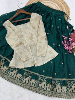 Maroon Silk Free Size Stitched Lehenga Choli with Embroidery & Zari Work 3