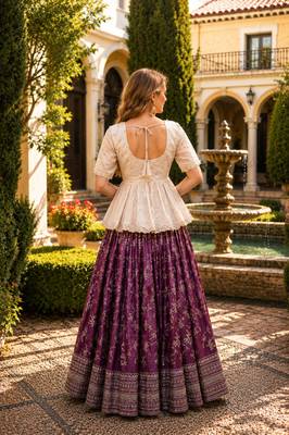 Wine Viscose Free Size Stitched Lehenga Choli with Embroidery & Sequin Work 2