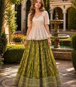 Green Viscose Free Size Stitched Lehenga Choli with Embroidery & Sequin Work