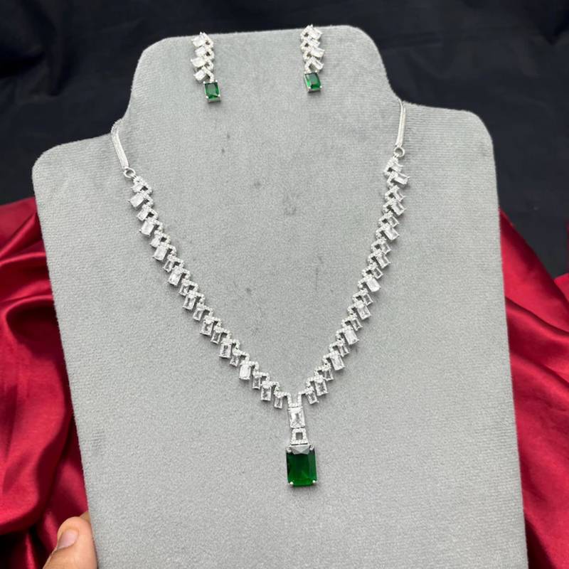 emerald green cubic zirconia bridal necklace and earrings set, art deco style