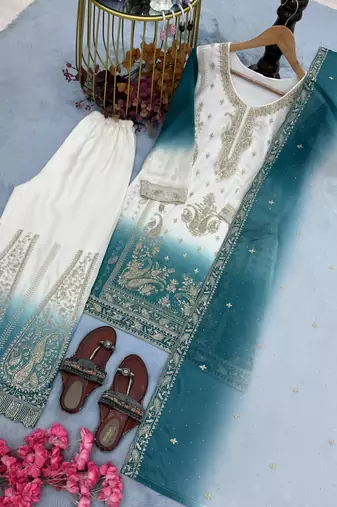 New Stylish Dual Tone Designer Palazzo Party Wear Suit Set