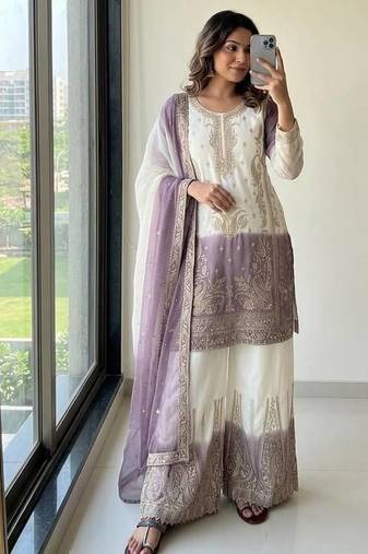 Dual Colour Palazzo Suit Set Wedding Wear Suit Set 
