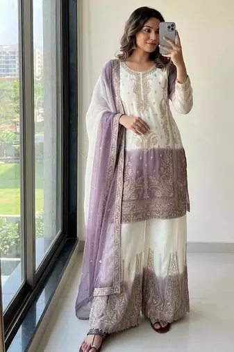 Dual Colour Palazzo Suit Set Wedding Wear Suit Set 
