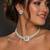 cushion cut cz statement necklace earring set, silver plated bridal wedding jewellery choker