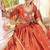 Orange Faux Crepe Silk Embroidered Lehenga Choli