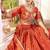 Orange Faux Crepe Silk Embroidered Lehenga Choli
