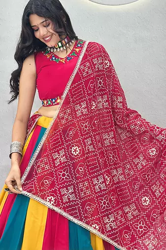 Navaratri Special Cotton Blend Lehenga Choli In Multi Color