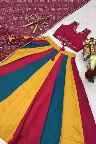 Navaratri Special Cotton Blend Lehenga Choli In Multi Color