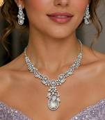 bridal cz necklace earring set marquise pear cut crystal statement jewellery