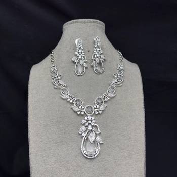 bridal cz necklace earring set marquise pear cut crystal statement jewellery 4