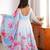Sky blue floral print organza silk anarkali suit set with dupatta & pant