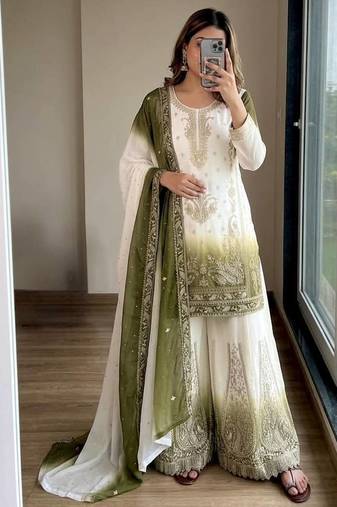 Designer Palazzo Set Dual Colour Suit Set Party Wear Suit