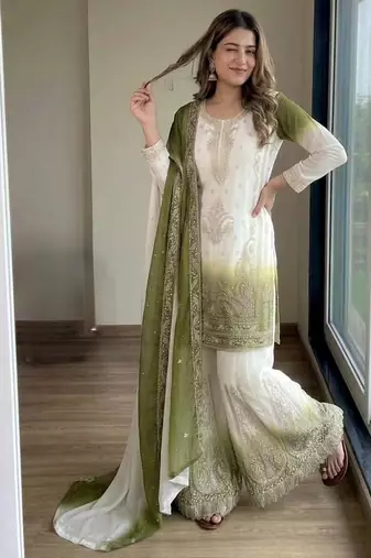 Designer Palazzo Set Dual Colour Suit Set Party Wear Suit