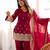 Maroon embroidered crunchy silk kurta palazzo set with dupatta