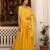 Yellow plain silk stitched anarkali kurta set with dupatta
