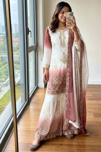 Stylish Dual Colour Palazzo Set Festive Wear Suit Set
