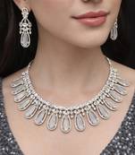 moonstone cubic zirconia necklace set | victorian style drop earrings, bridal jewellery
