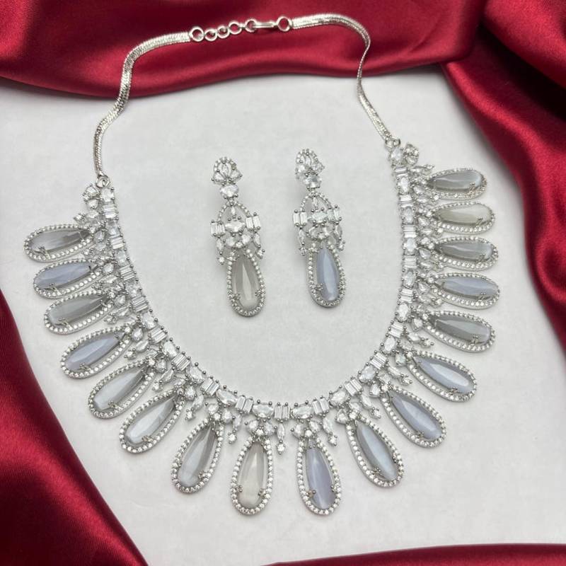 moonstone cubic zirconia necklace set | victorian style drop earrings, bridal jewellery