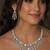 bridal cubic zirconia necklace earrings set: silver plated teardrop statement jewellery