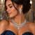 bridal cubic zirconia choker set, silver plated marquise pear cut statement necklace