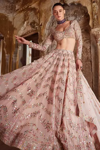Light Pink Faux Georgette lehenga Choli