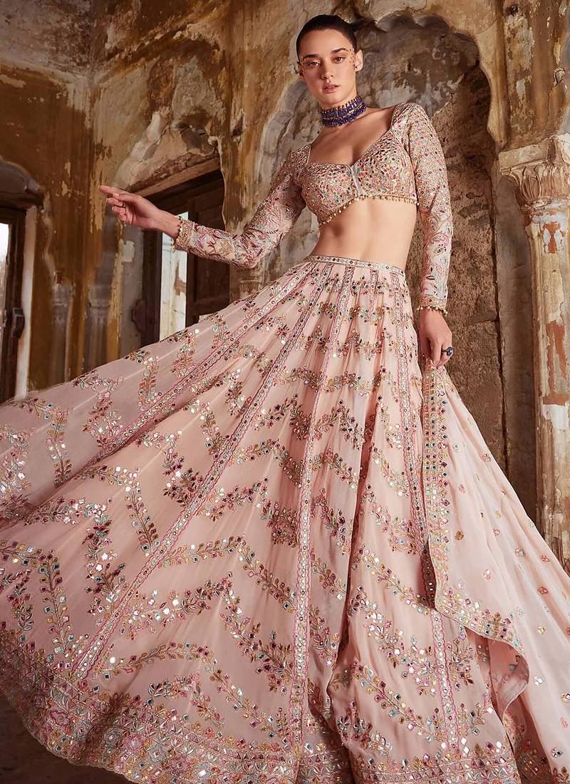 Light Pink Faux Georgette lehenga Choli