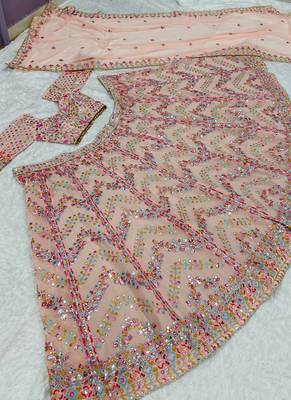 Light Pink Faux Georgette lehenga Choli 3