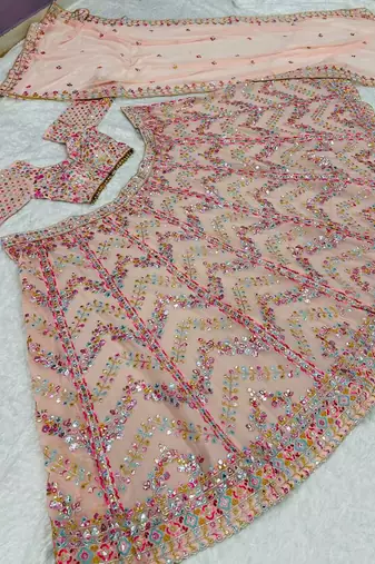 Light Pink Faux Georgette lehenga Choli