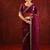 Burgundy embroidered organza saree set