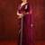 Burgundy embroidered organza saree set