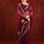 Burgundy embroidered organza saree set