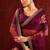 Burgundy embroidered organza saree set