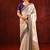 Light gold purple embroidered tissue saree set