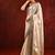 Light gold purple embroidered tissue saree set