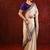 Light gold purple embroidered tissue saree set