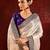 Light gold purple embroidered tissue saree set
