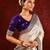 Light gold purple embroidered tissue saree set