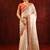 Light gold orange embroidered tissue saree set