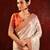 Light gold orange embroidered tissue saree set