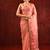 Peach pink embroidered tissue saree set
